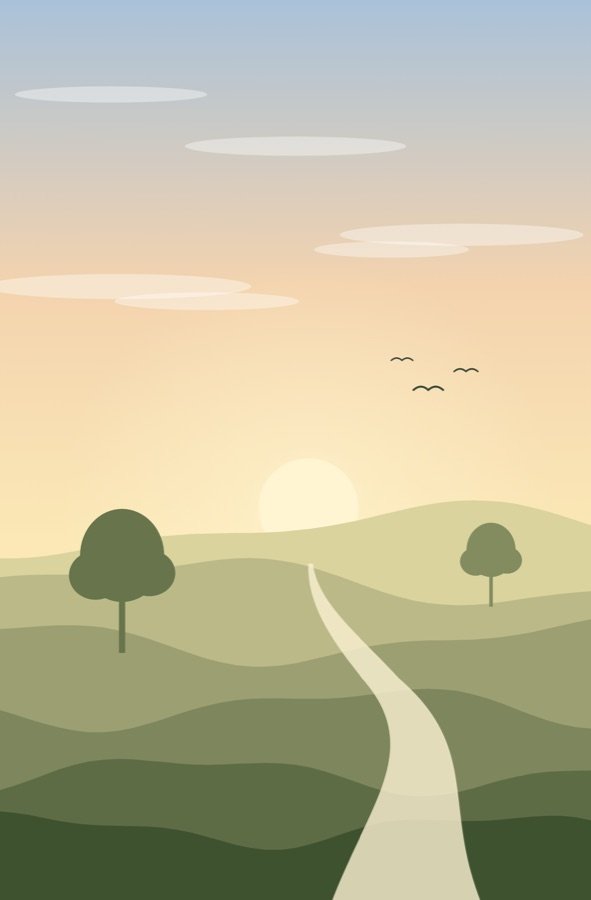 A path winding toward the sunrise