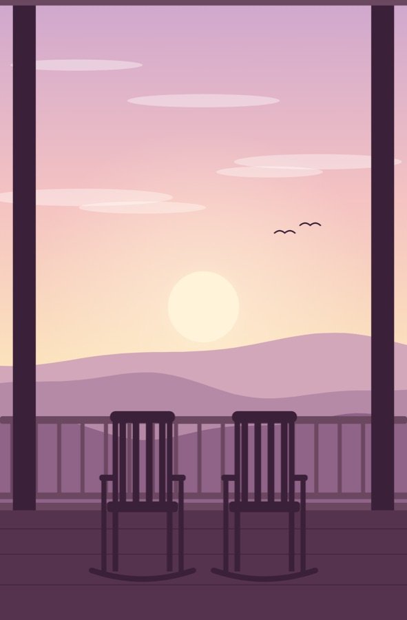 Two rocking chairs on a porch