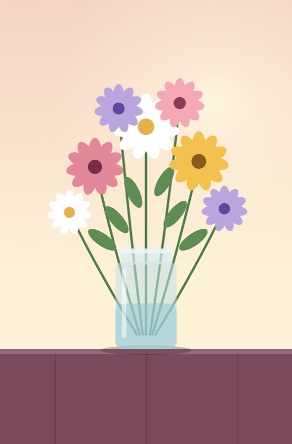 Flowers in a jar on a table